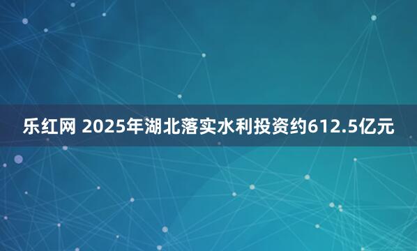乐红网 2025年湖北落实水利投资约612.5亿元