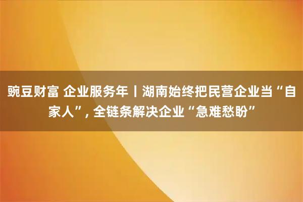 豌豆财富 企业服务年丨湖南始终把民营企业当“自家人”, 全链条解决企业“急难愁盼”
